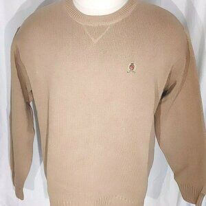 Tommy Hilfiger Long Sleeve Tan Brown Crewneck Sweater Size XLarge Cotton Men's